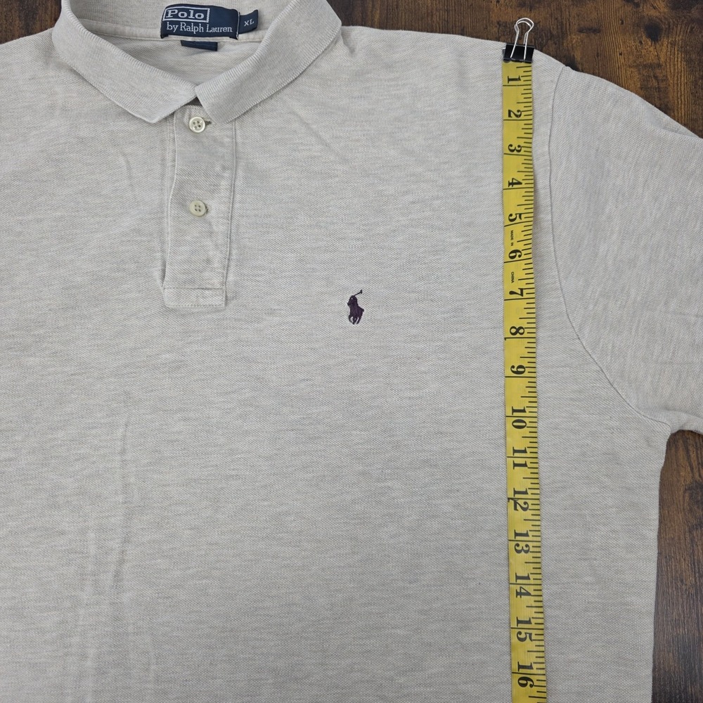 VTG Polo Ralph Lauren Polo Shirt Men XL Beige Creme Long Sleeve Soft Cotton - Picture 7 of 8